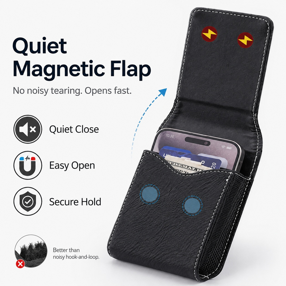 ⚡Big Discount | Waist Belt Cell Phone Pouch 📱 Multi-Pocket Leather Holster with Card Holder